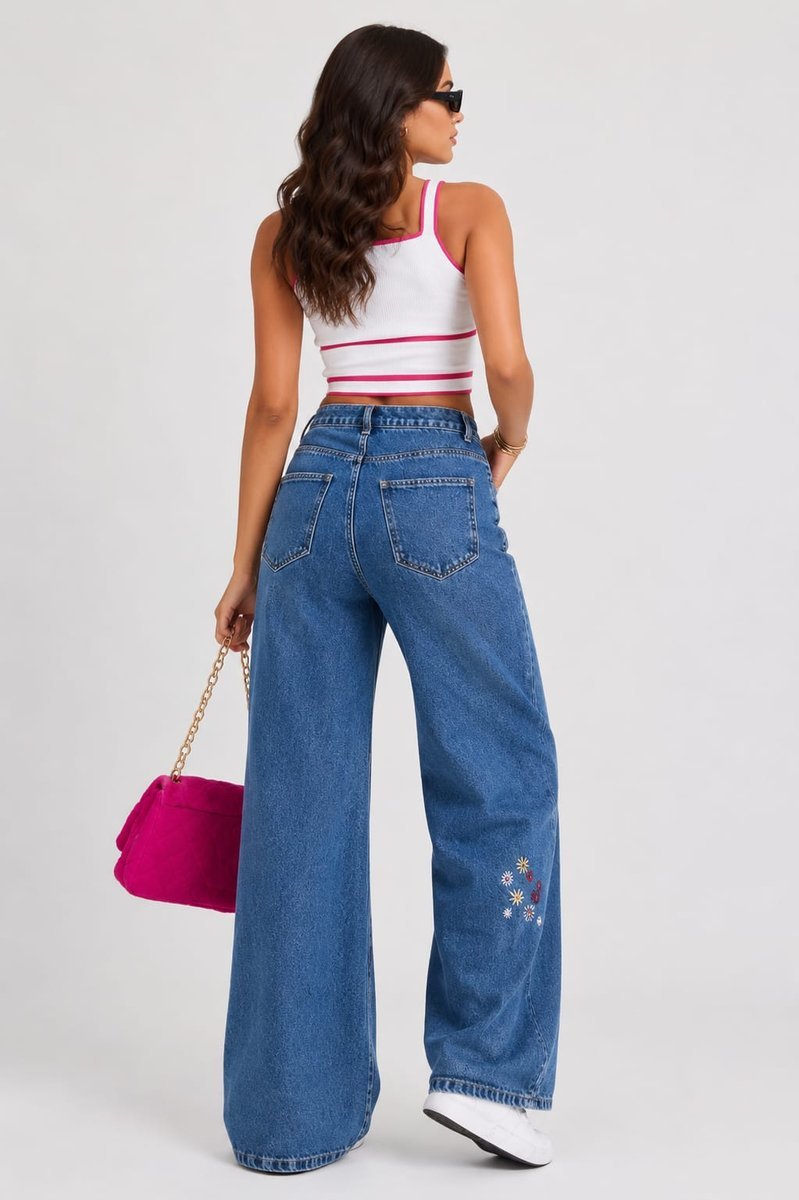 Scattered-Daisy Wide Leg - back