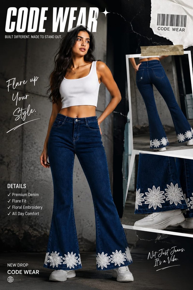 Sale on Floral-Applique Flare Jeans